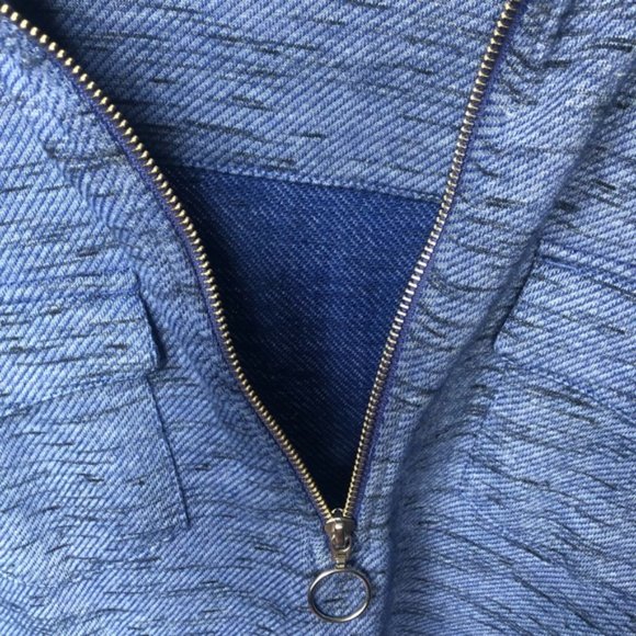 ❤️Soft Surroundings Blue Half Zip Sweater Collar Chest Pockets Space Dye Size L - Picture 7 of 7
